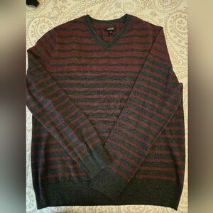 Apt. 9 Men's V-Neck Sweater - Burgundy and Charcoal,50% Wool